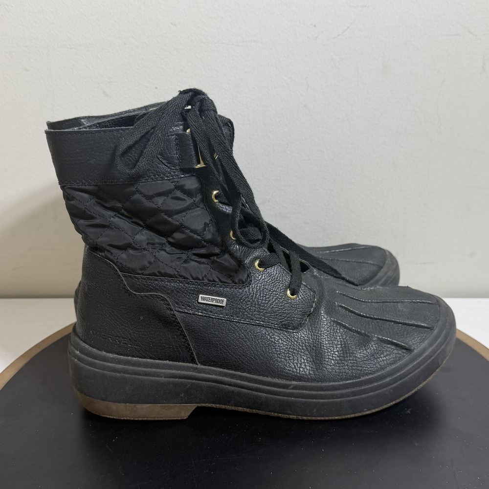 Merrell Boots Womens Size 8.5 Black Waterproof Quilted Ankle Snow Winter J81294